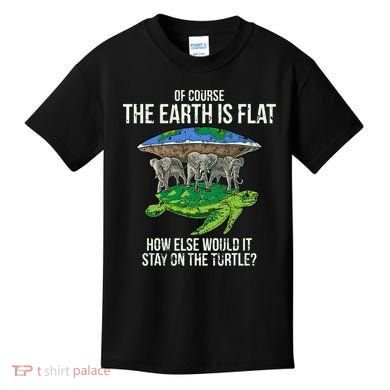 Flat Earth Society Turtle Elephants  Gift Kids T-Shirt