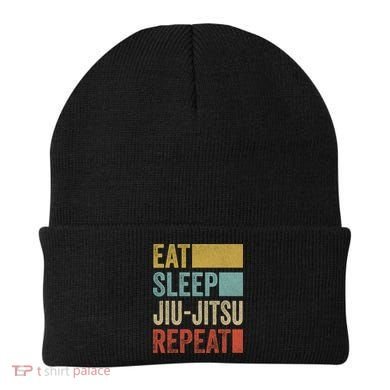 Funny Eat Sleep Jiu-Jitsu Repeat Gift Beanie