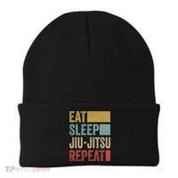 Funny Eat Sleep Jiu-Jitsu Repeat Gift Beanie thumb 0