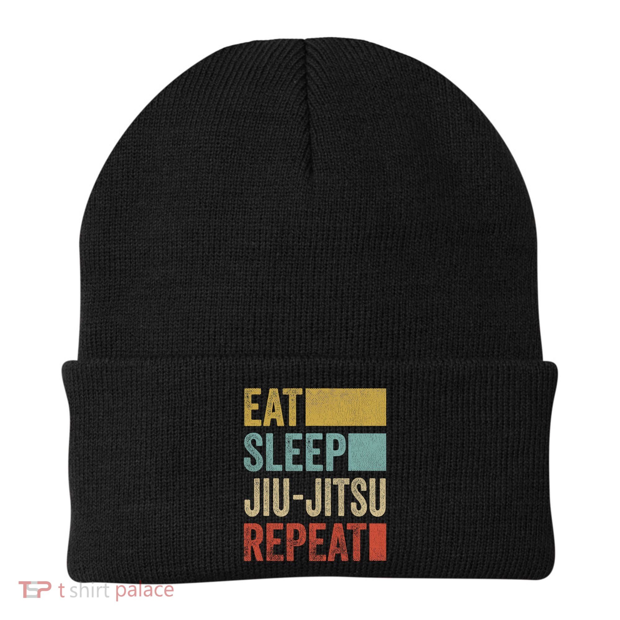 Funny Eat Sleep Jiu-Jitsu Repeat Gift Beanie