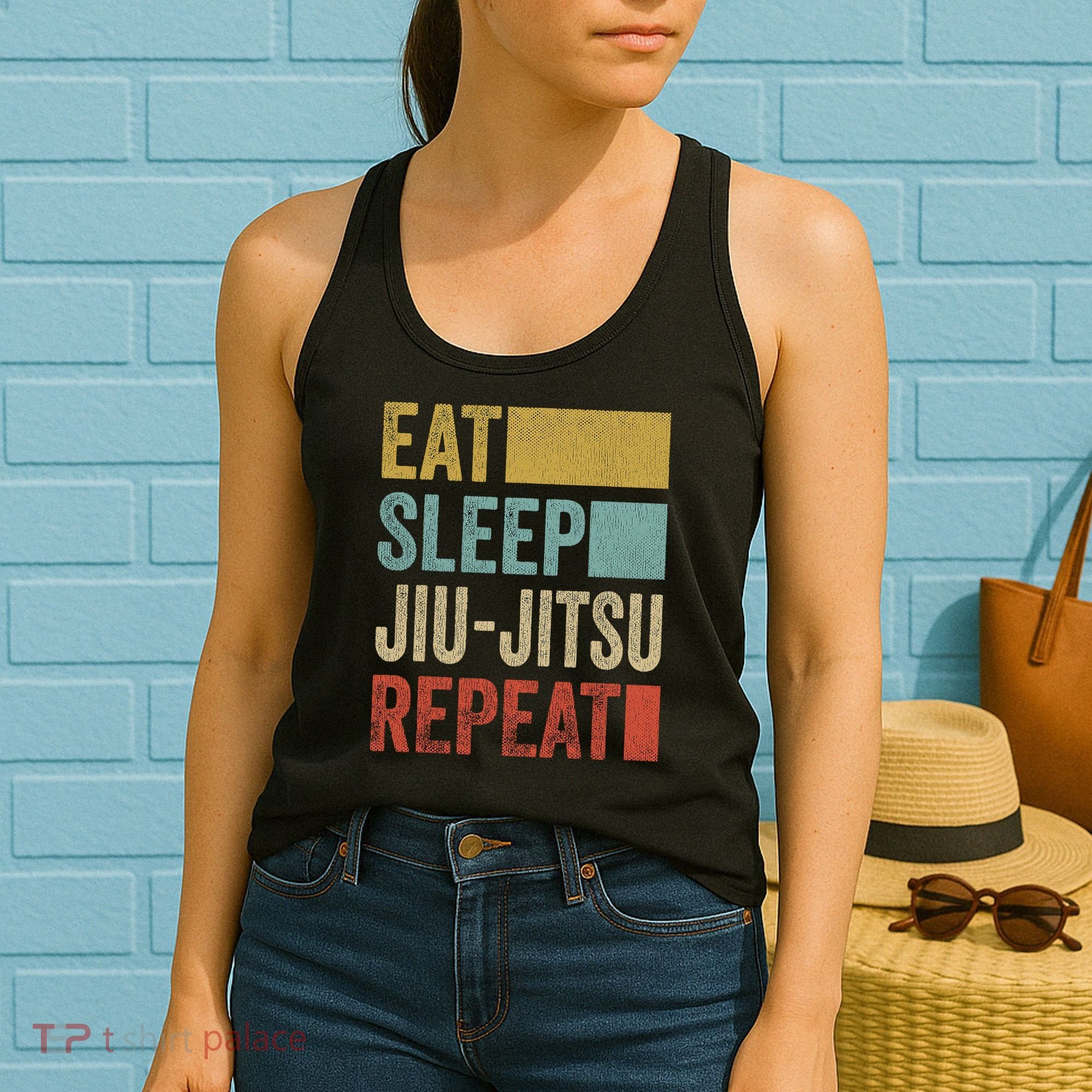 Funny Eat Sleep Jiu-Jitsu Repeat Gift Women's Tank Top