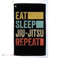Funny Eat Sleep Jiu-Jitsu Repeat Gift Golf Towel thumb 0