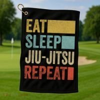 Funny Eat Sleep Jiu-Jitsu Repeat Gift Golf Towel thumb 1