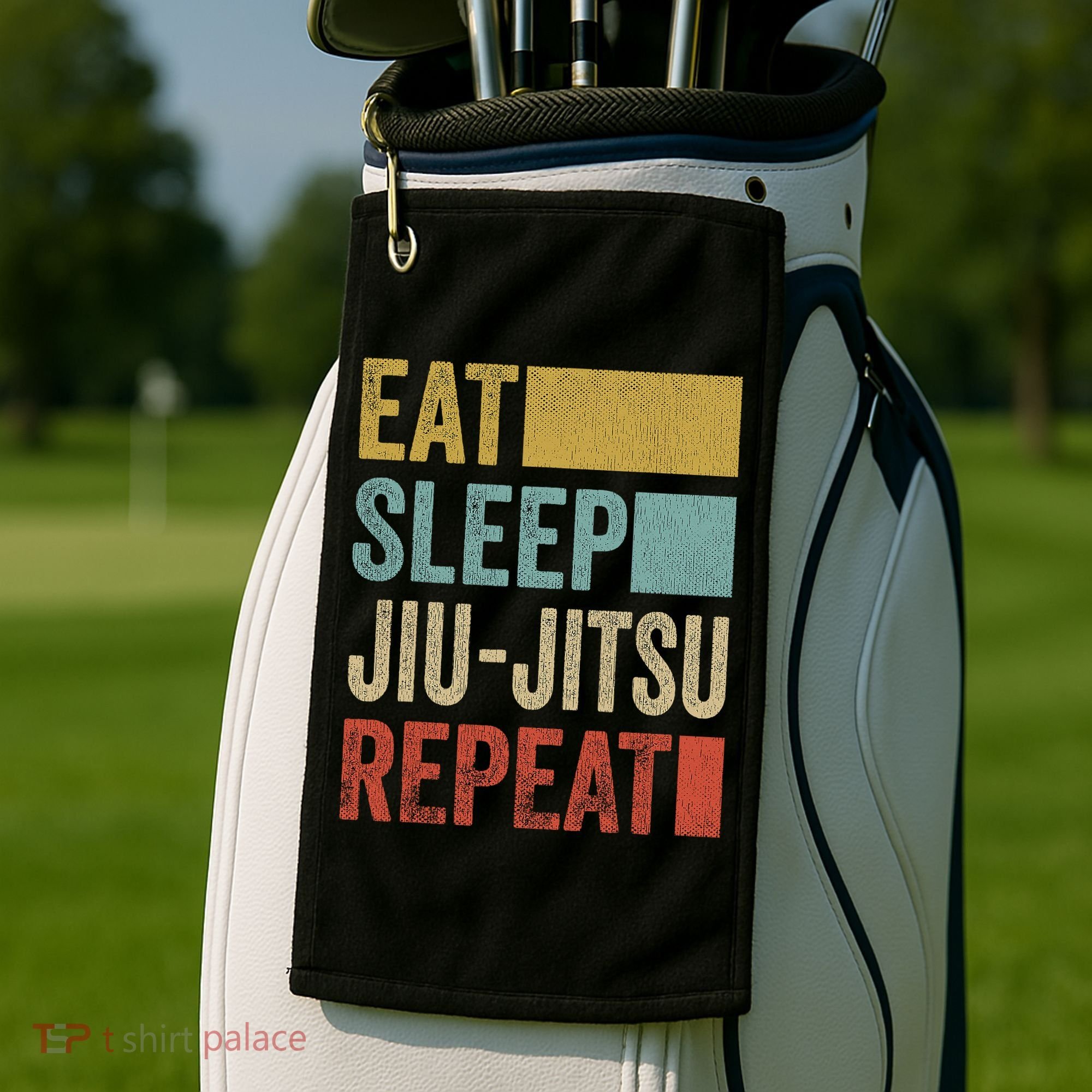 Funny Eat Sleep Jiu-Jitsu Repeat Gift Golf Towel