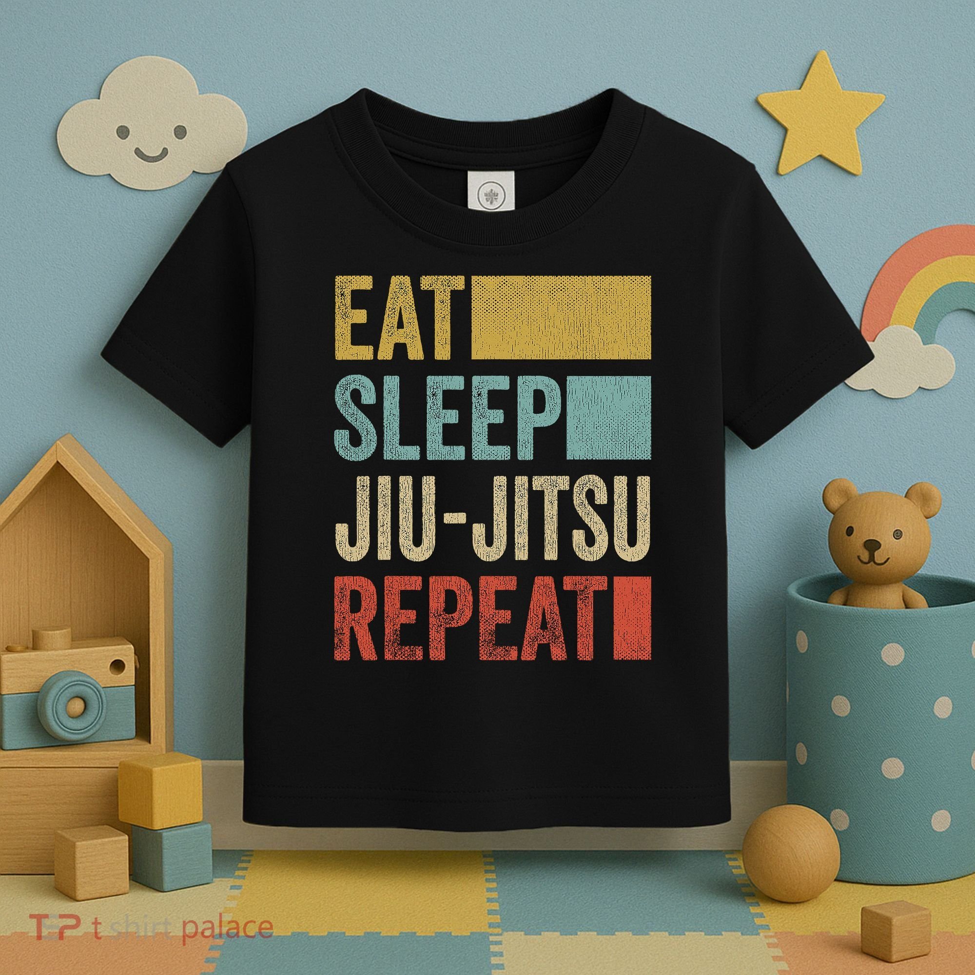 Funny Eat Sleep Jiu-Jitsu Repeat Gift Toddler T-Shirt