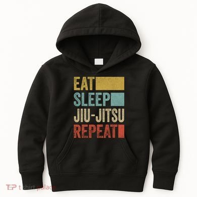 Funny Eat Sleep Jiu-Jitsu Repeat Gift Kids Hoodie