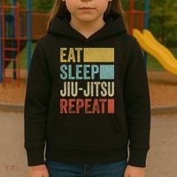 Funny Eat Sleep Jiu-Jitsu Repeat Gift Kids Hoodie thumb 3