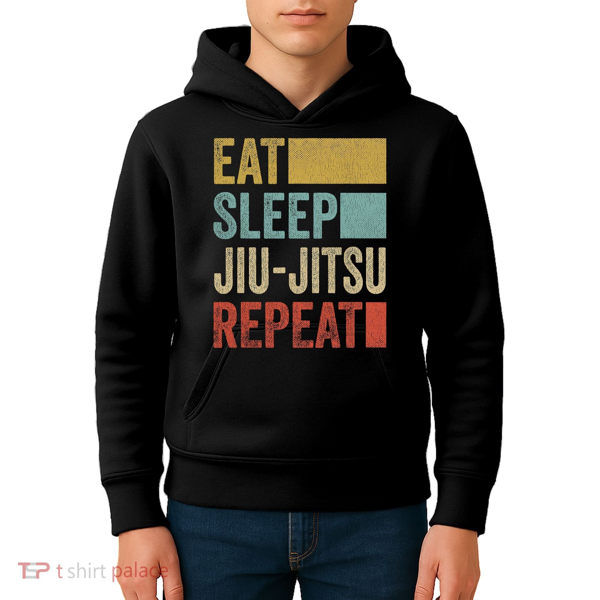 Funny Eat Sleep Jiu-Jitsu Repeat Gift Kids Hoodie