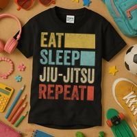 Funny Eat Sleep Jiu-Jitsu Repeat Gift Kids T-Shirt thumb 3