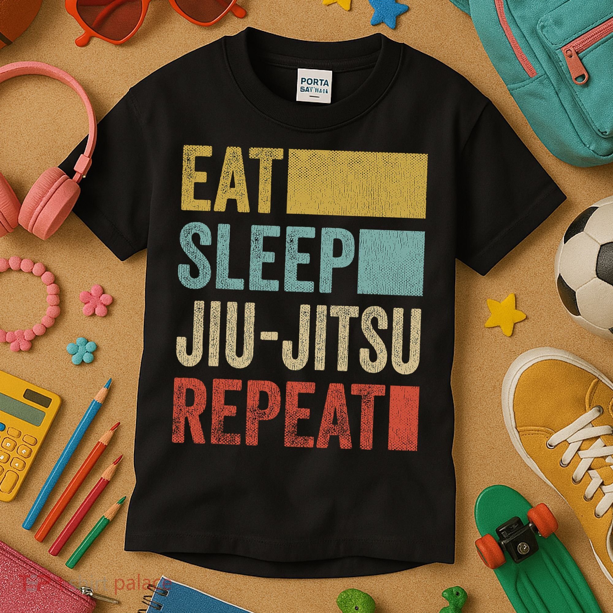 Funny Eat Sleep Jiu-Jitsu Repeat Gift Kids T-Shirt