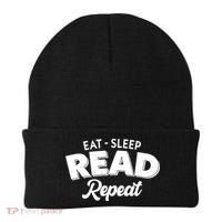 Funny Eat Sleep Read Repeat Book Lover Beanie thumb 0