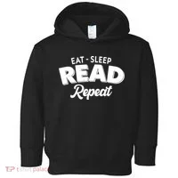 Funny Eat Sleep Read Repeat Book Lover Toddler Hoodie thumb 0