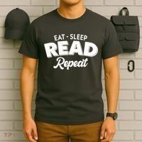 Funny Eat Sleep Read Repeat Book Lover T-Shirt thumb 6