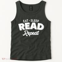 Funny Eat Sleep Read Repeat Book Lover Tank Top thumb 2