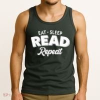 Funny Eat Sleep Read Repeat Book Lover Tank Top thumb 3