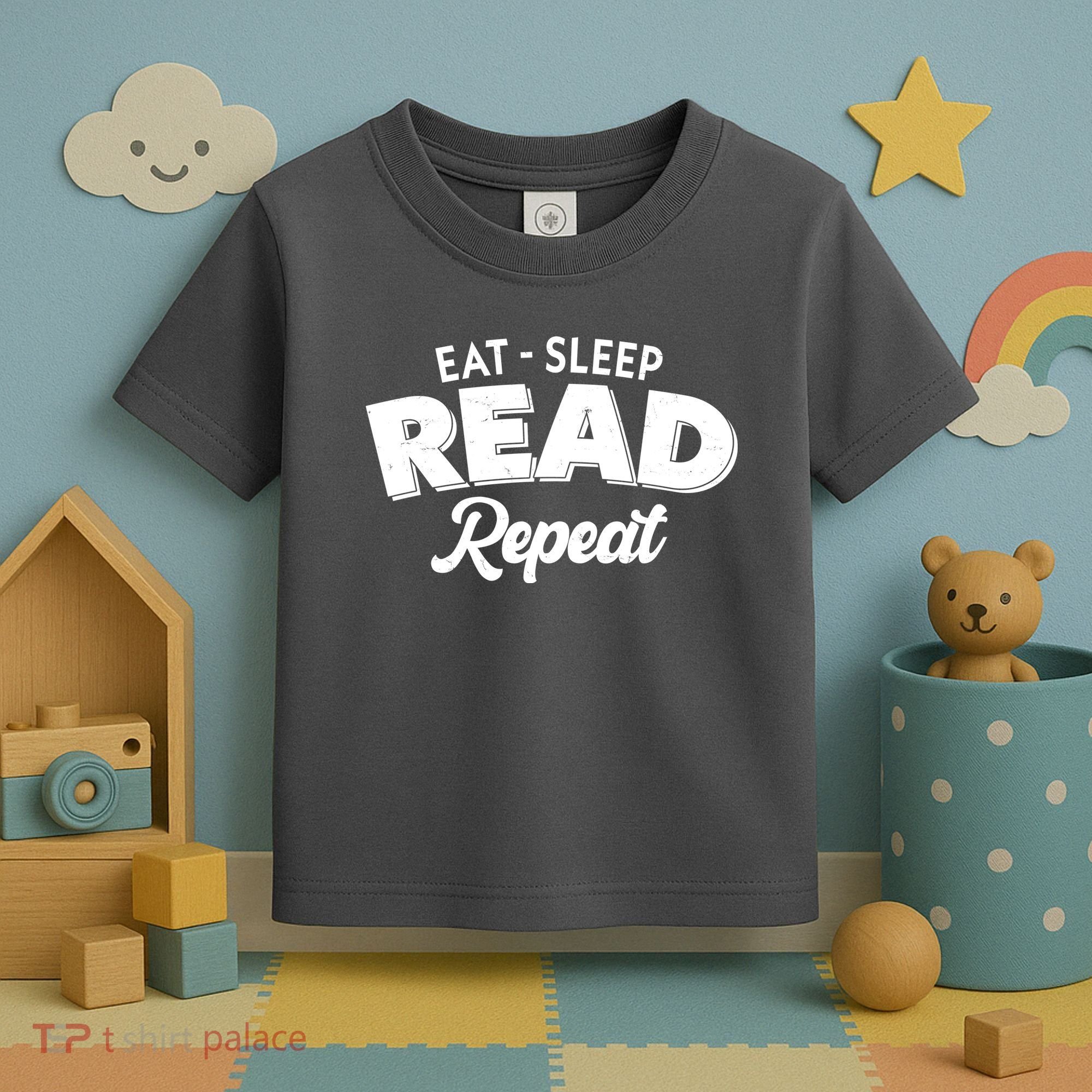Funny Eat Sleep Read Repeat Book Lover Toddler T-Shirt