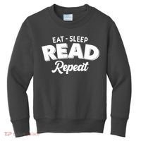 Funny Eat Sleep Read Repeat Book Lover Kids Sweatshirt thumb 0
