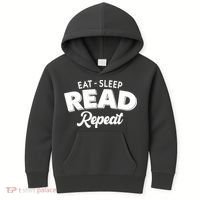 Funny Eat Sleep Read Repeat Book Lover Kids Hoodie thumb 0