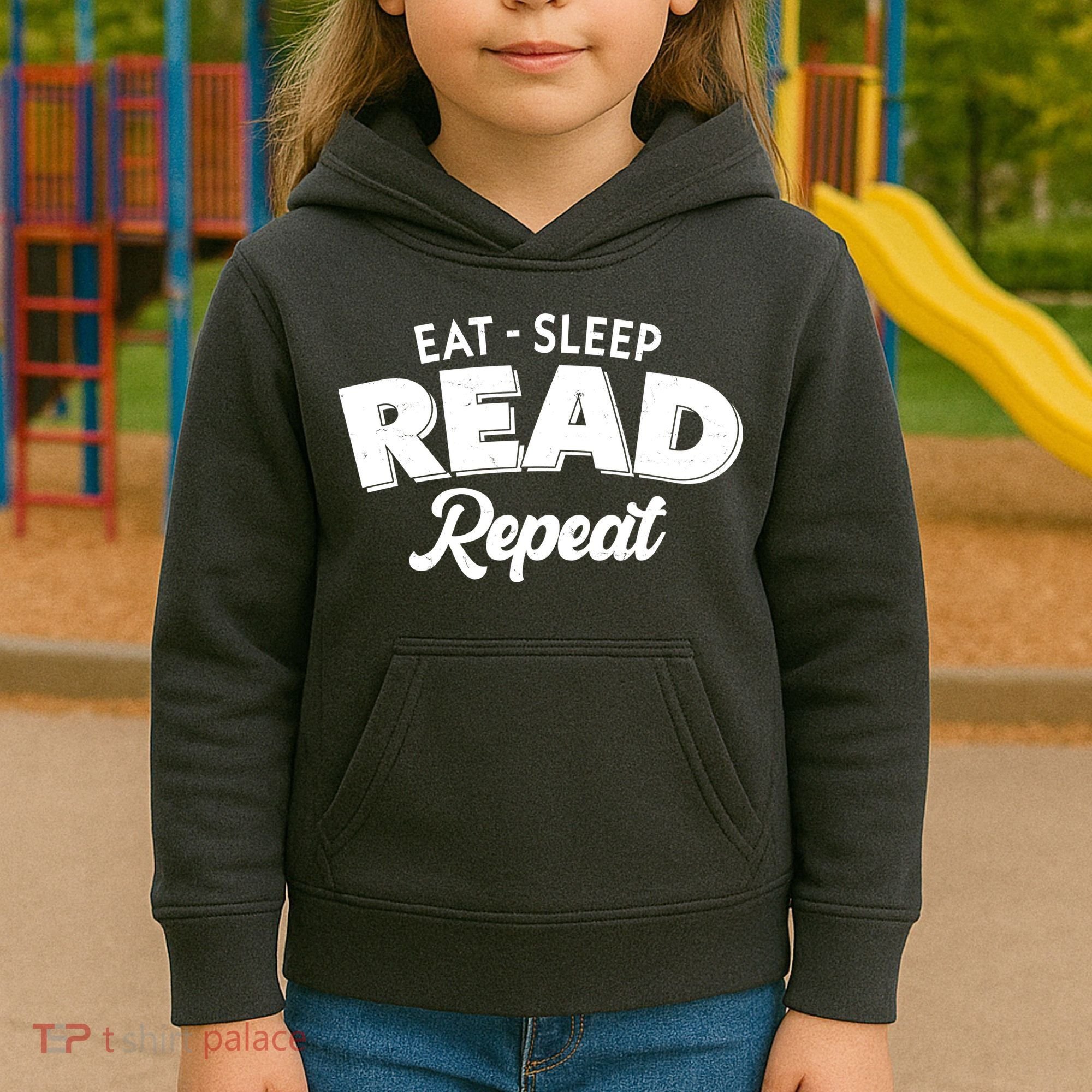Funny Eat Sleep Read Repeat Book Lover Kids Hoodie