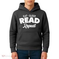Funny Eat Sleep Read Repeat Book Lover Kids Hoodie thumb 4