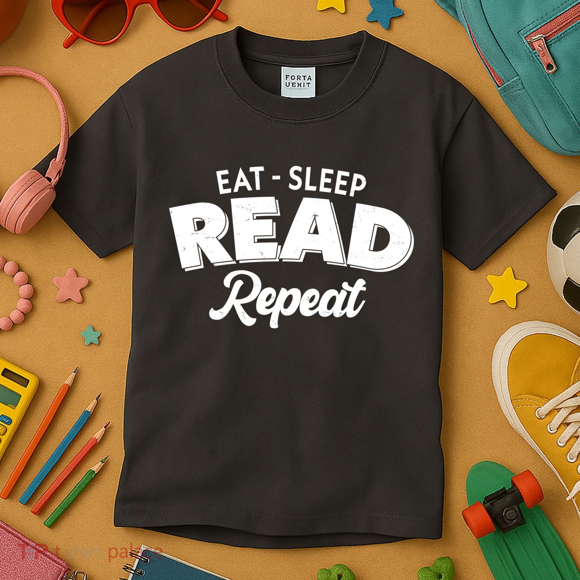 Funny Eat Sleep Read Repeat Book Lover Kids T-Shirt