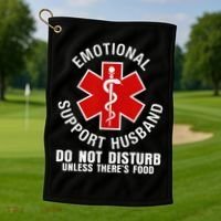 Funny Emotional Support Husband Do Not Pet Dad Humor Love Golf Towel thumb 1