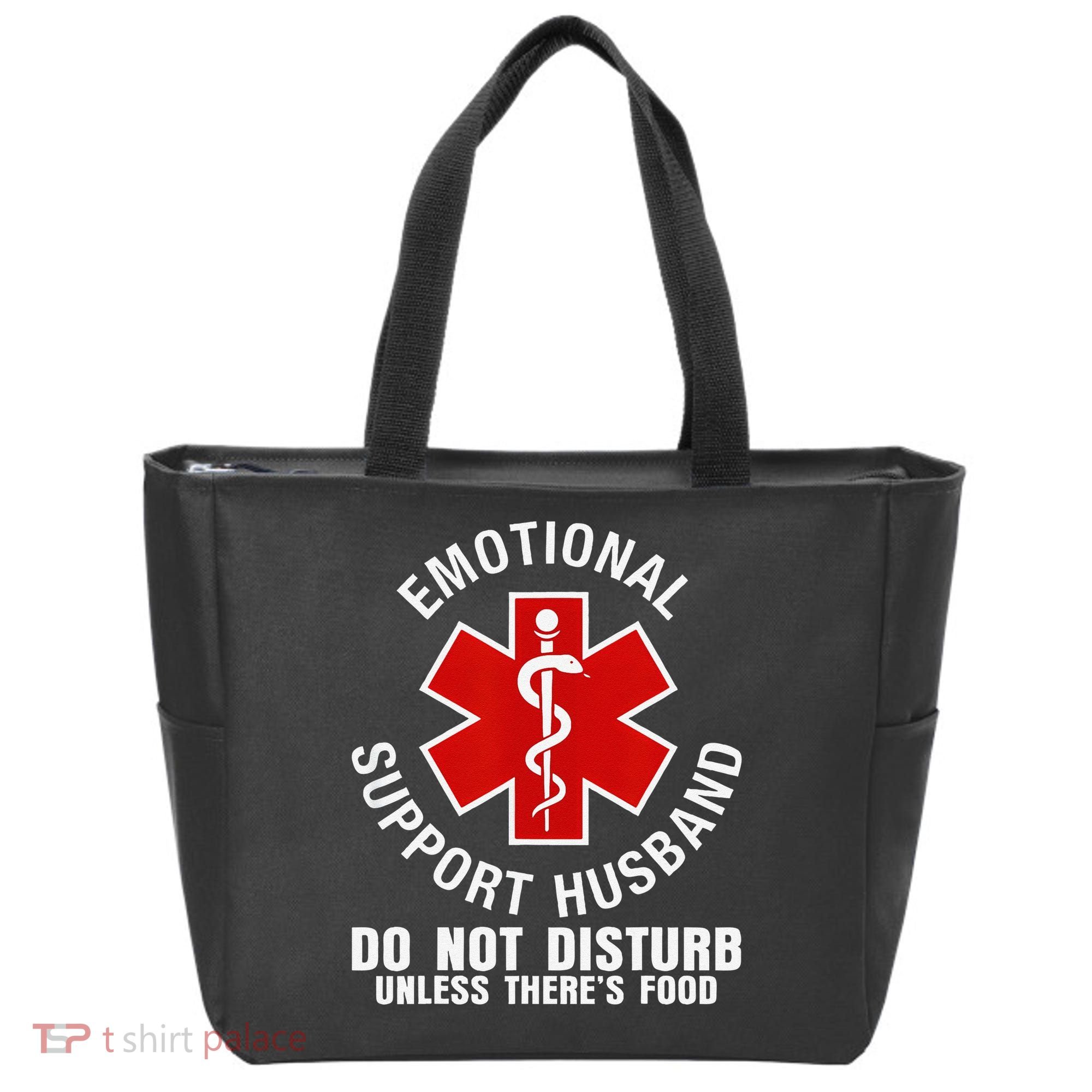 Funny Emotional Support Husband Do Not Pet Dad Humor Love Tote Bag