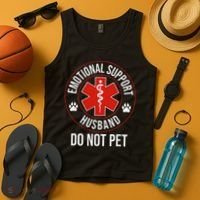 Funny Emotional Support Husband Do Not Pet Tank Top thumb 4