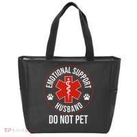 Funny Emotional Support Husband Do Not Pet Tote Bag thumb 0
