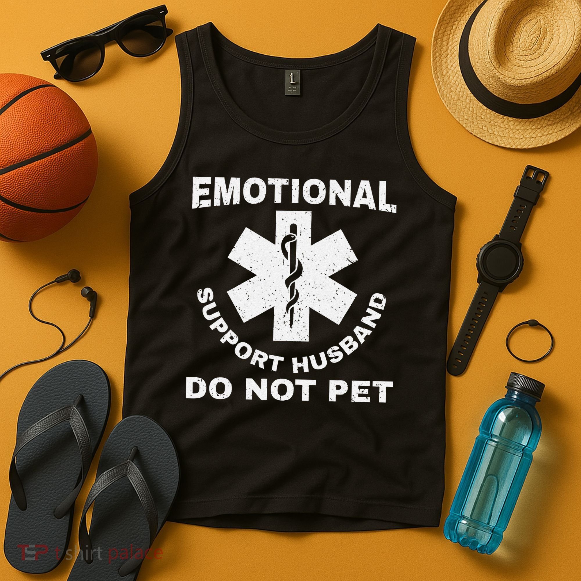 Funny Emotional Support Husband Do Not Pet Dad Humour Tank Top
