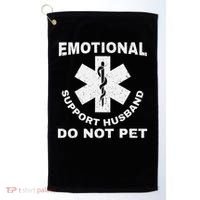 Funny Emotional Support Husband Do Not Pet Dad Humour Golf Towel thumb 0