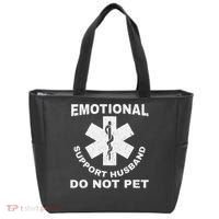 Funny Emotional Support Husband Do Not Pet Dad Humour Tote Bag thumb 0
