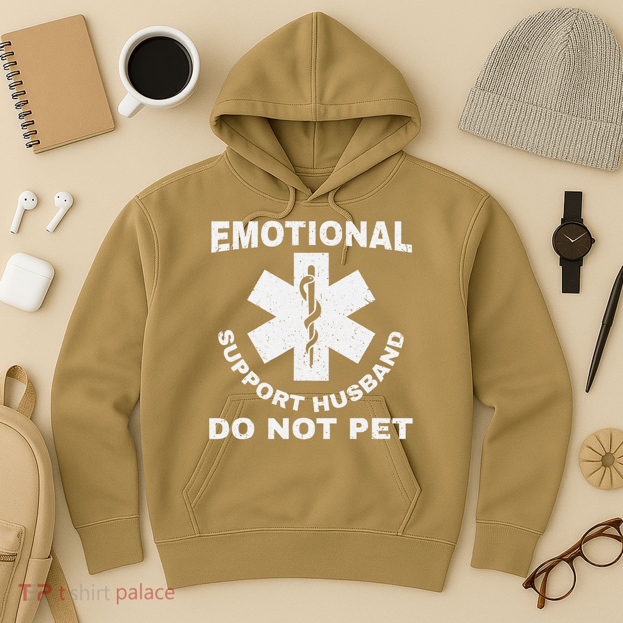 Funny Emotional Support Husband Do Not Pet Dad Humour Hoodie