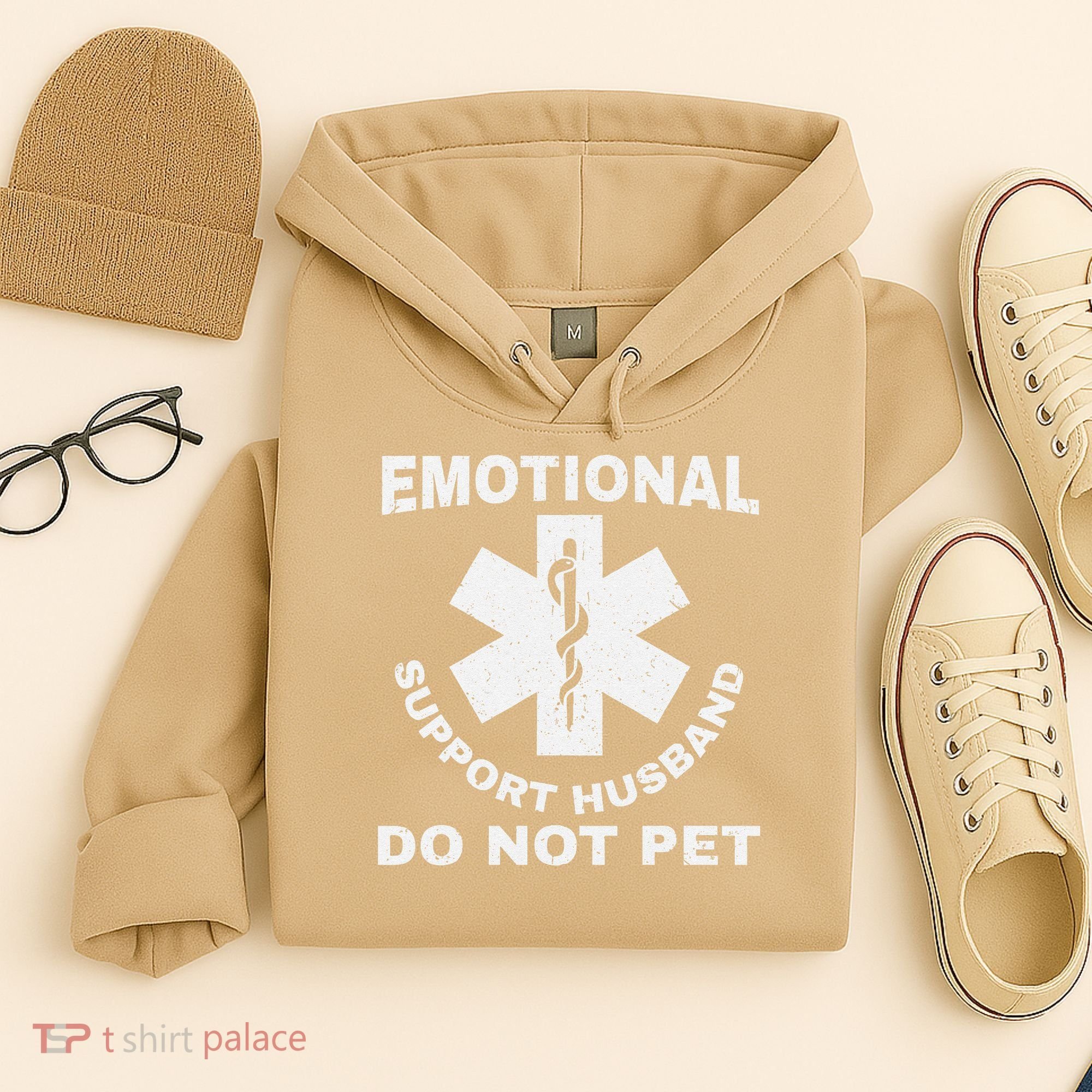Funny Emotional Support Husband Do Not Pet Dad Humour Hoodie