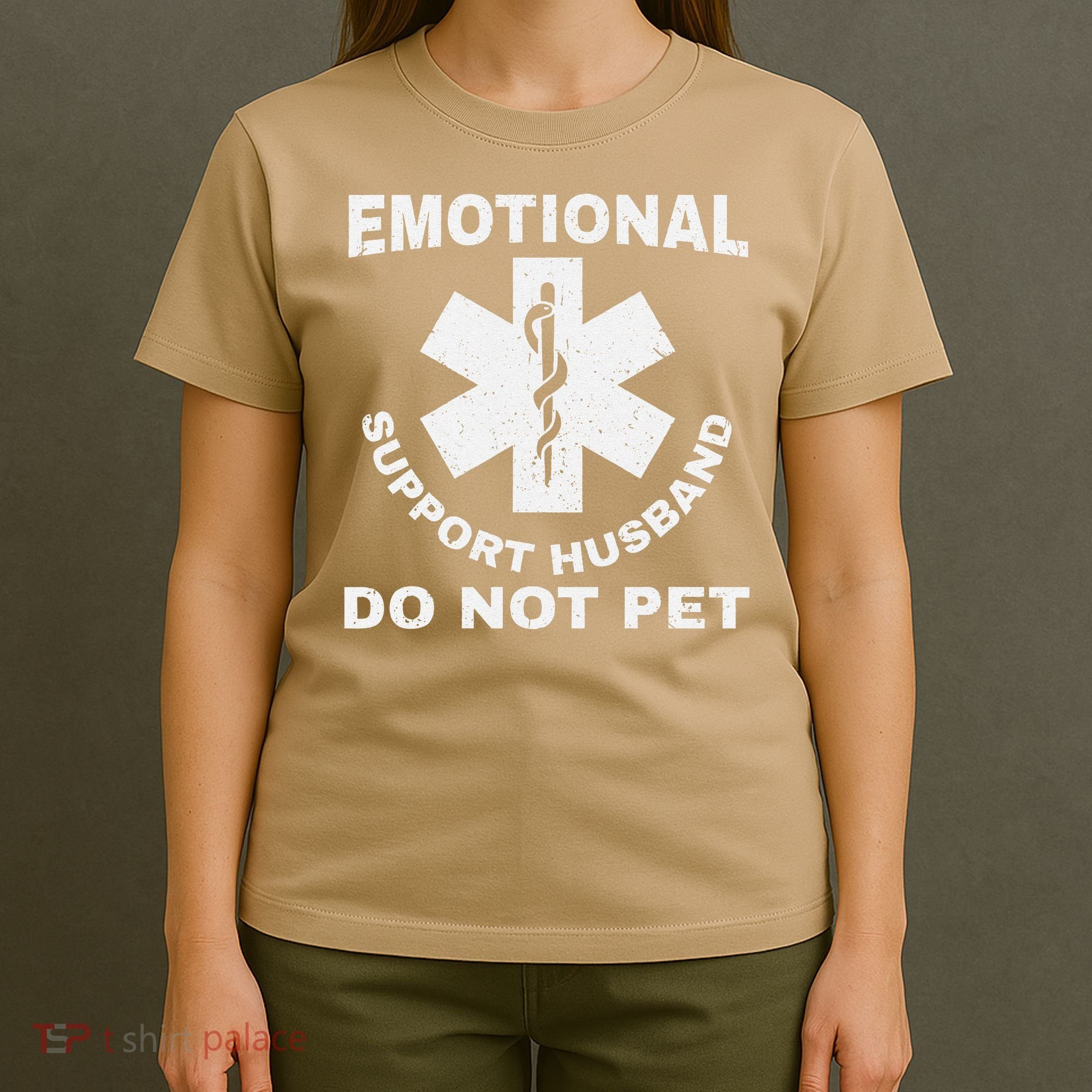 Funny Emotional Support Husband Do Not Pet Dad Humour T-Shirt
