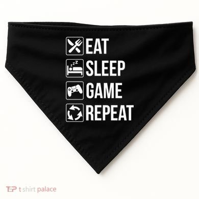 Funny Eat Sleep Game Repeat Gaming Funny Gift Funny Gift USA-Made Doggie Bandana