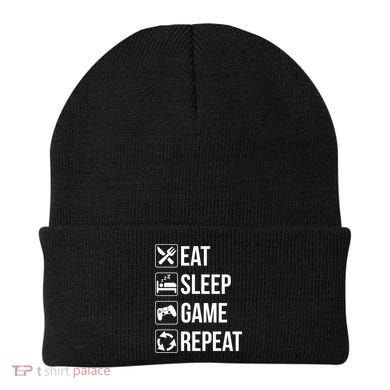 Funny Eat Sleep Game Repeat Gaming Funny Gift Funny Gift Beanie