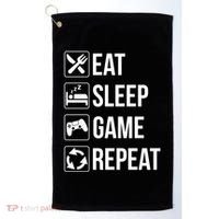 Funny Eat Sleep Game Repeat Gaming Funny Gift Funny Gift Golf Towel thumb 0