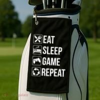 Funny Eat Sleep Game Repeat Gaming Funny Gift Funny Gift Golf Towel thumb 2