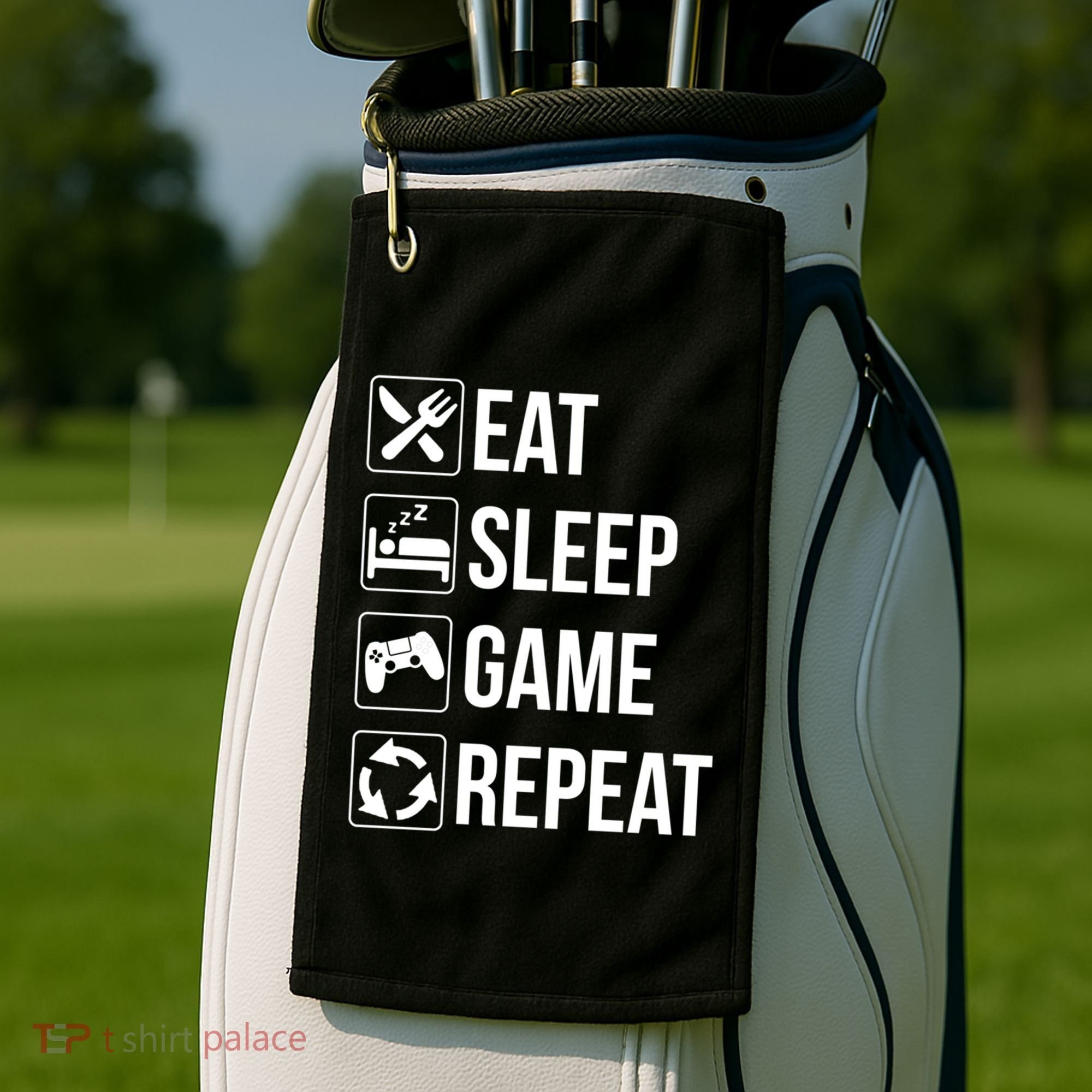 Funny Eat Sleep Game Repeat Gaming Funny Gift Funny Gift Golf Towel