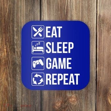 Funny Eat Sleep Game Repeat Gaming Funny Gift Funny Gift Coaster