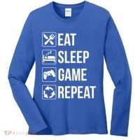Funny Eat Sleep Game Repeat Gaming Funny Gift Funny Gift Women's Long Sleeve Shirt thumb 0