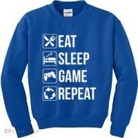 Funny Eat Sleep Game Repeat Gaming Funny Gift Funny Gift Kids Sweatshirt thumb 0