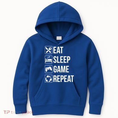 Funny Eat Sleep Game Repeat Gaming Funny Gift Funny Gift Kids Hoodie