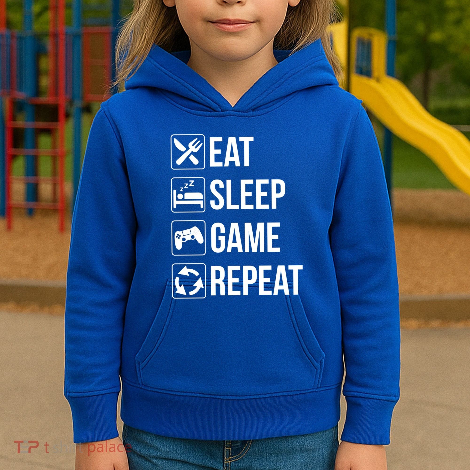 Funny Eat Sleep Game Repeat Gaming Funny Gift Funny Gift Kids Hoodie