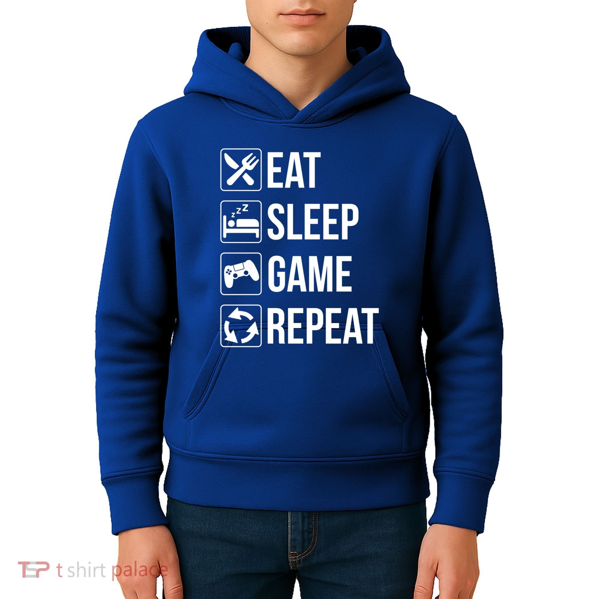 Funny Eat Sleep Game Repeat Gaming Funny Gift Funny Gift Kids Hoodie