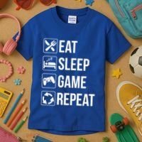 Funny Eat Sleep Game Repeat Gaming Funny Gift Funny Gift Kids T-Shirt thumb 3