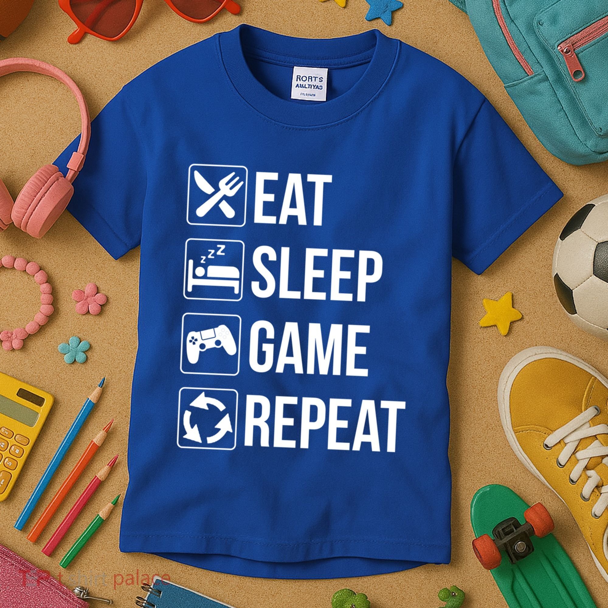 Funny Eat Sleep Game Repeat Gaming Funny Gift Funny Gift Kids T-Shirt