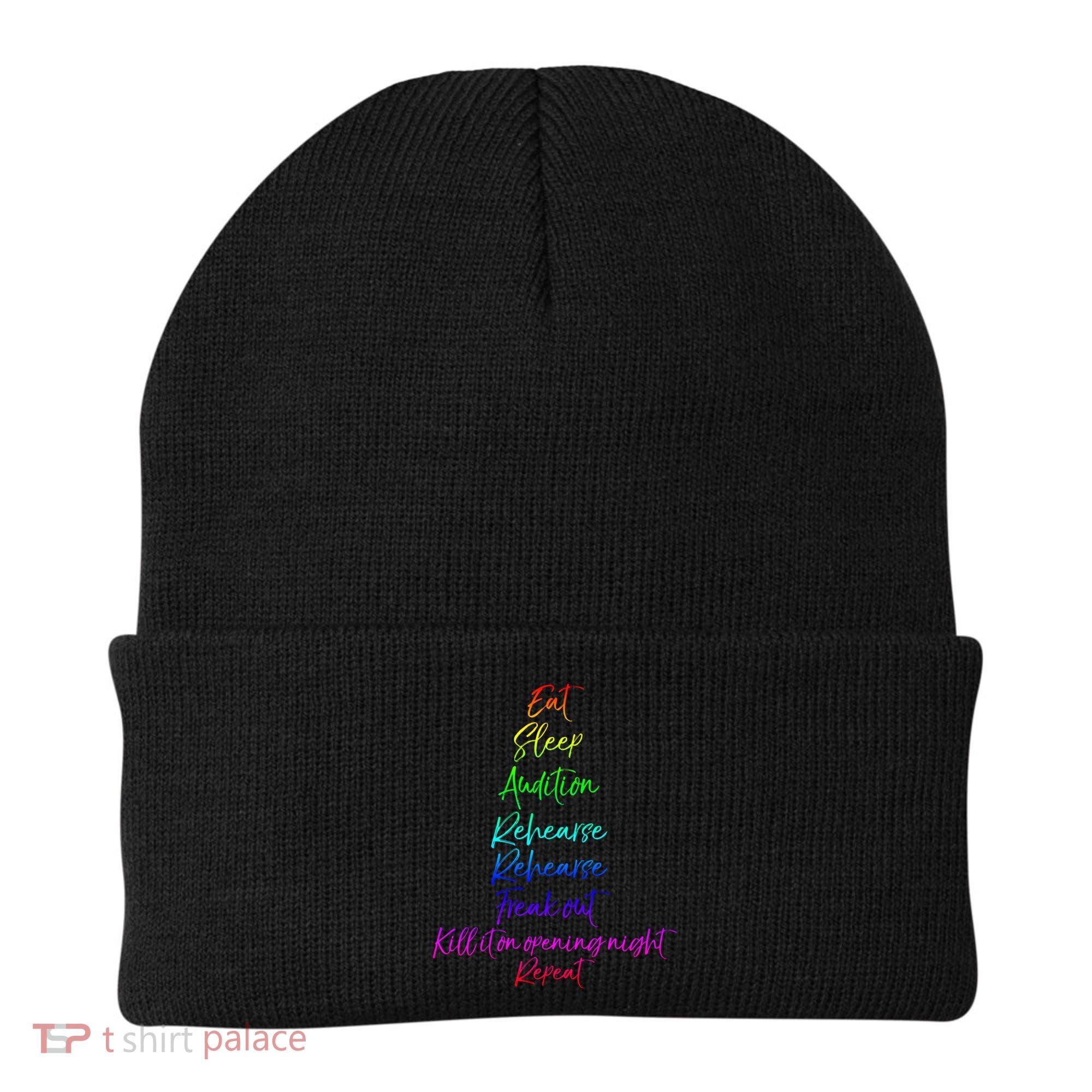 Funny Eat Sleep Audition Rehearse Freak Out Kill It Repeat Gift Beanie