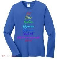 Funny Eat Sleep Audition Rehearse Freak Out Kill It Repeat Gift Women's Long Sleeve Shirt thumb 0